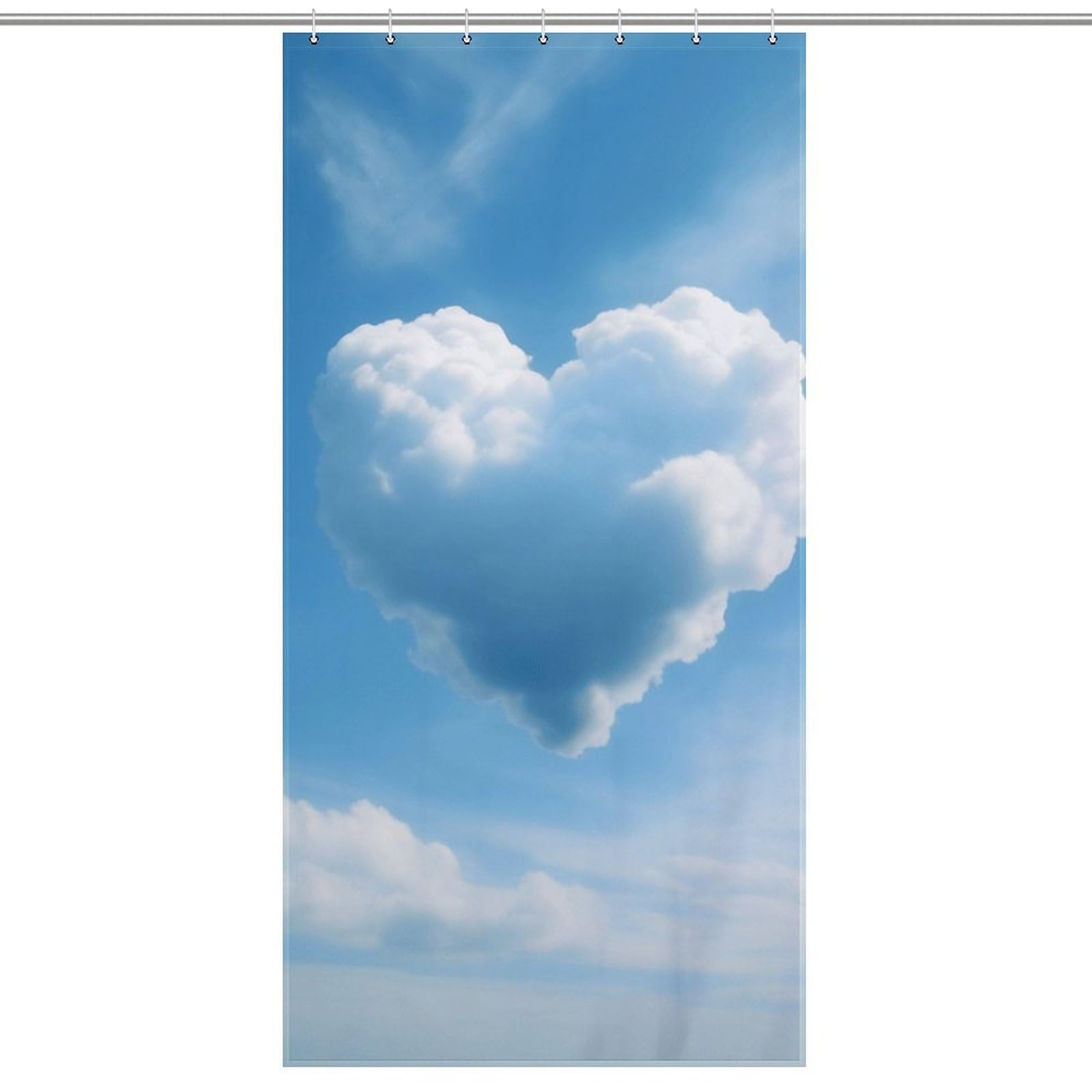 ハートの雲 Amazon｜LuuHaw 青い空 ハート型の雲 シャワーカーテン 防カビ 防水